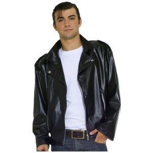 50's Greaser Faux Leather Black Jacket